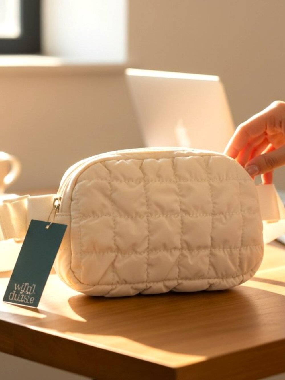 NWT Wild Fable Quilted Crossbody/Belt Bag in Off-White